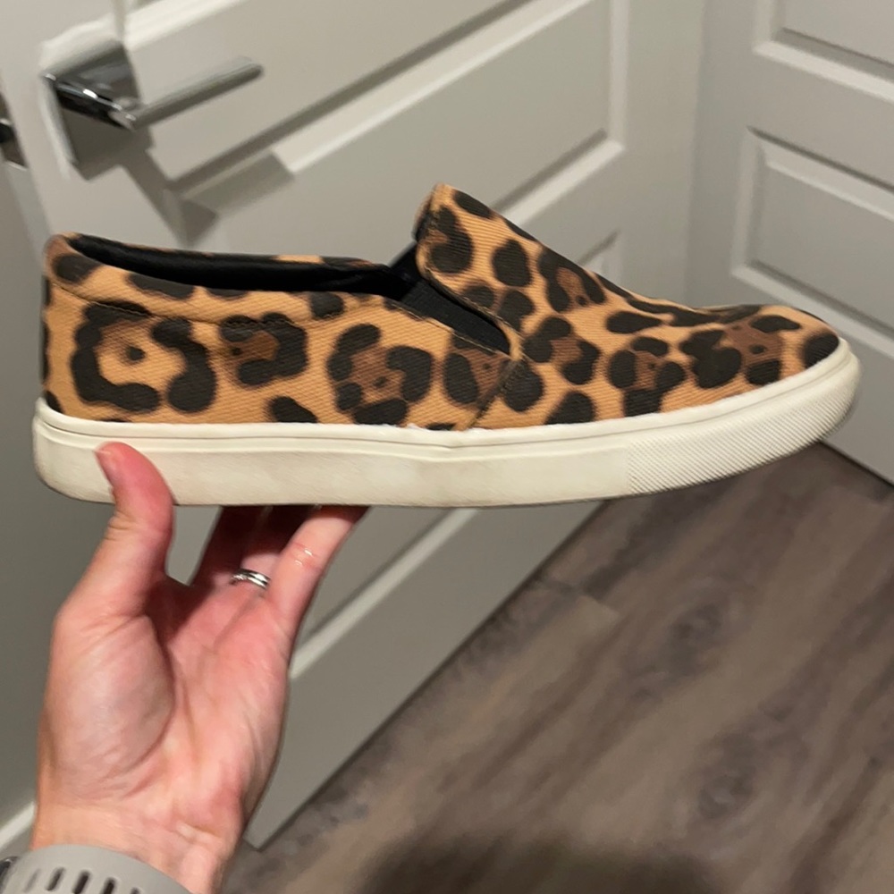 Leopard print slide on sneakers